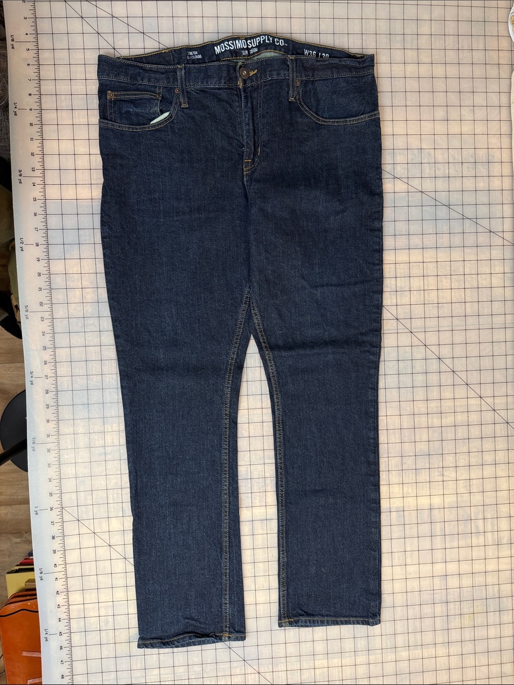 Mossimo Supply Co. Men's Dark Indigo Slim Straight Jeans 36x30 - Picture 4 of 5